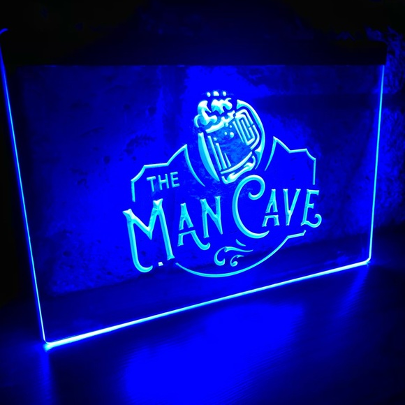 MAN CAVE LED NEON BLUE LIGHT SIGN 8x12 - Picture 3 of 3